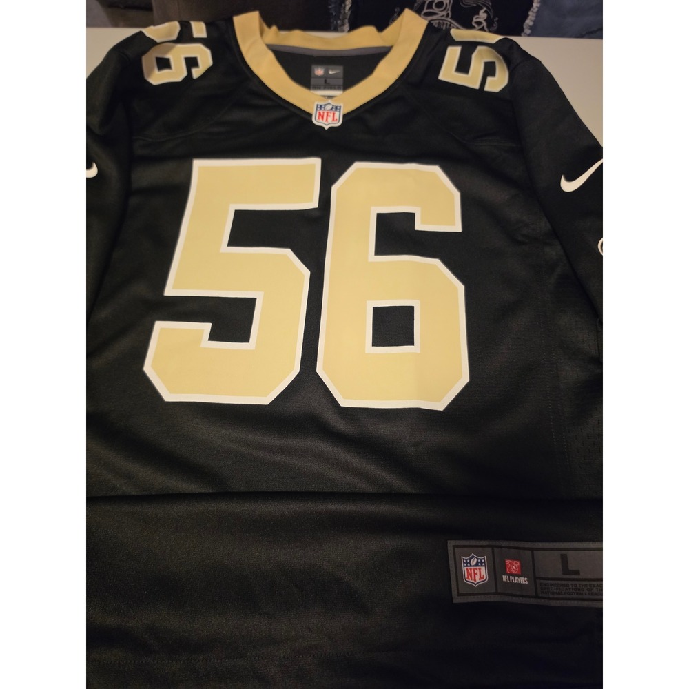 Nike NFL New Orleans Saints Demario Davis 56 Jersey Black Mens Large 67NM-NSGH